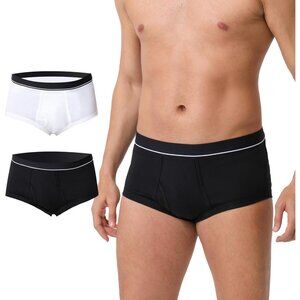 Men's Washable Incontinence Underwear: 150ml Leakproof Cotton Briefs 2-Pack (M)